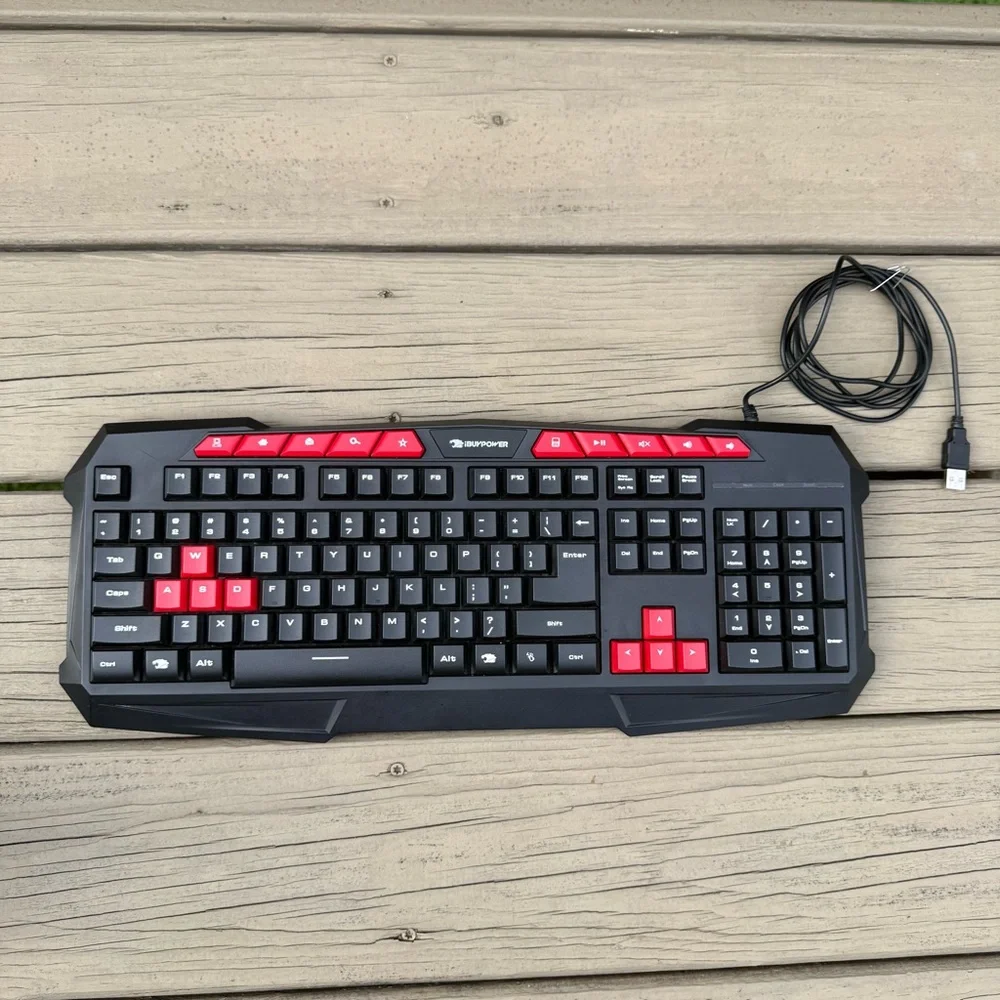 iBUYPOWER GKB100 Gaming Keyboard Spill Resistant Black Red